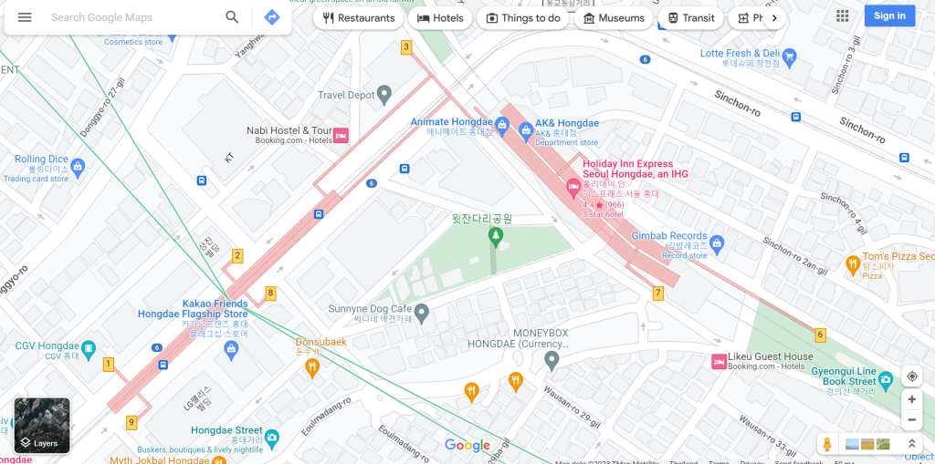 Hongik Univ. Station Google Map